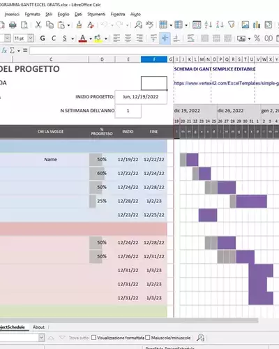 esempio cronoprogramma lavori excel